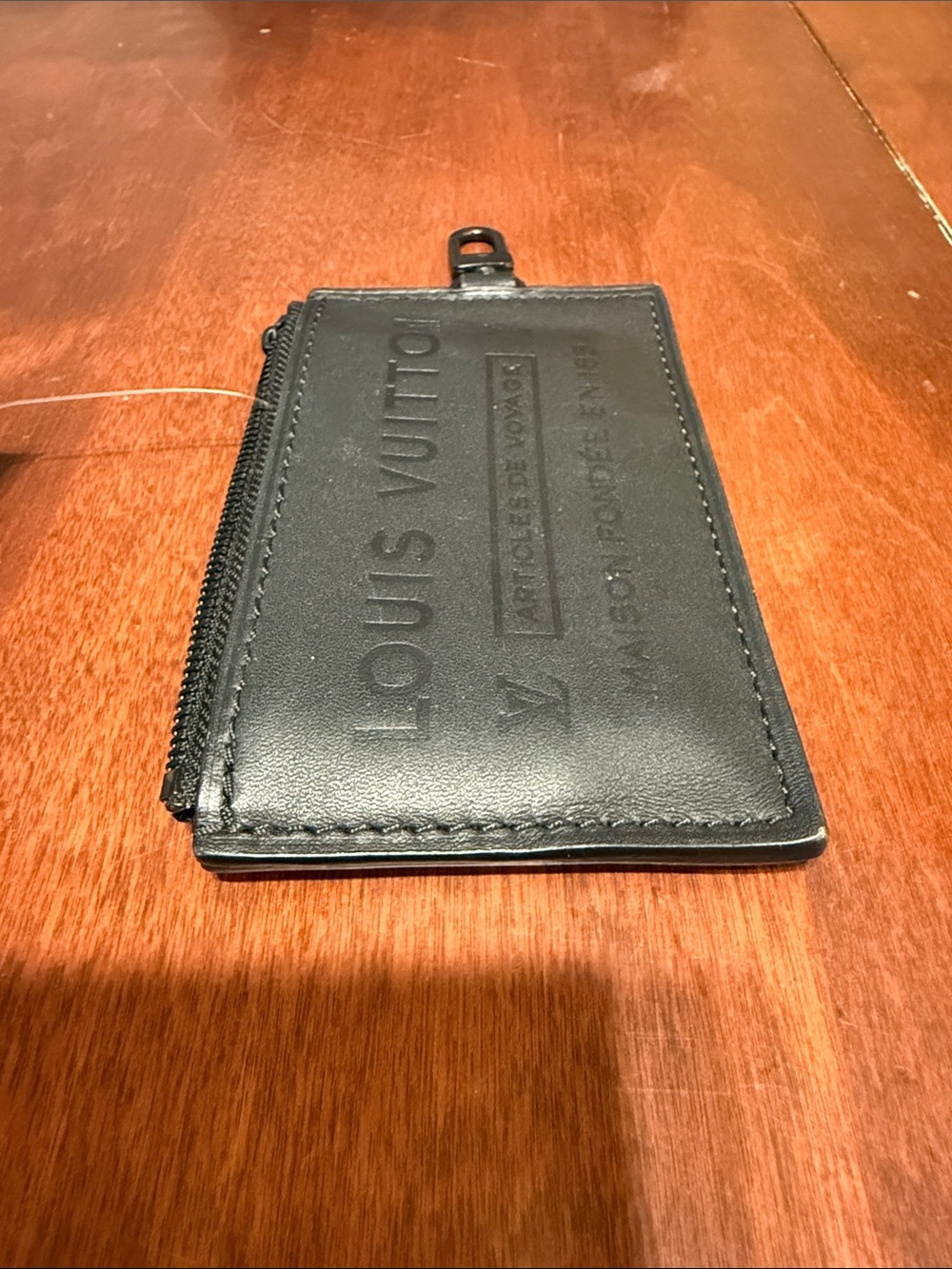 Louis Vuitton Black Leather Zip Card Holder